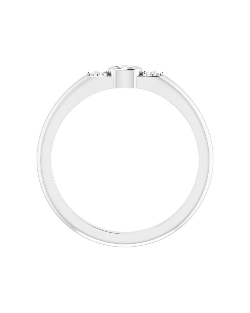 Anel Empilhável com Cravação Bezel em Ouro 14k com Diamantes Naturais