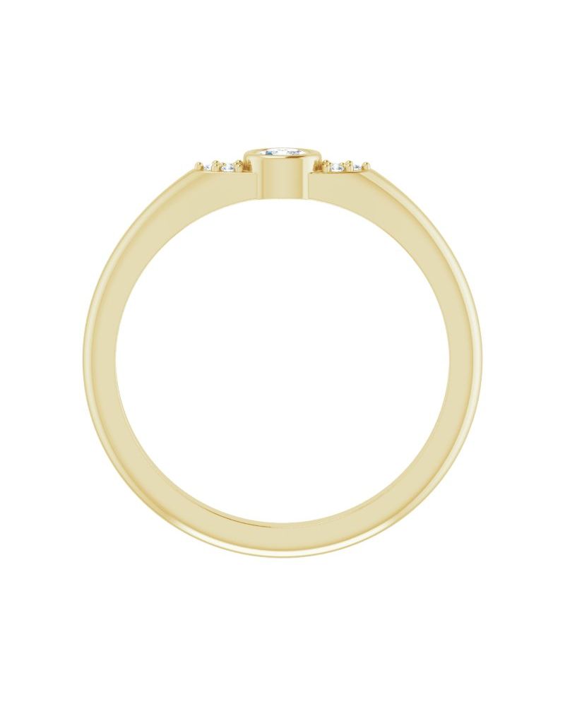 Anel Empilhável com Cravação Bezel em Ouro 14k com Diamantes Naturais