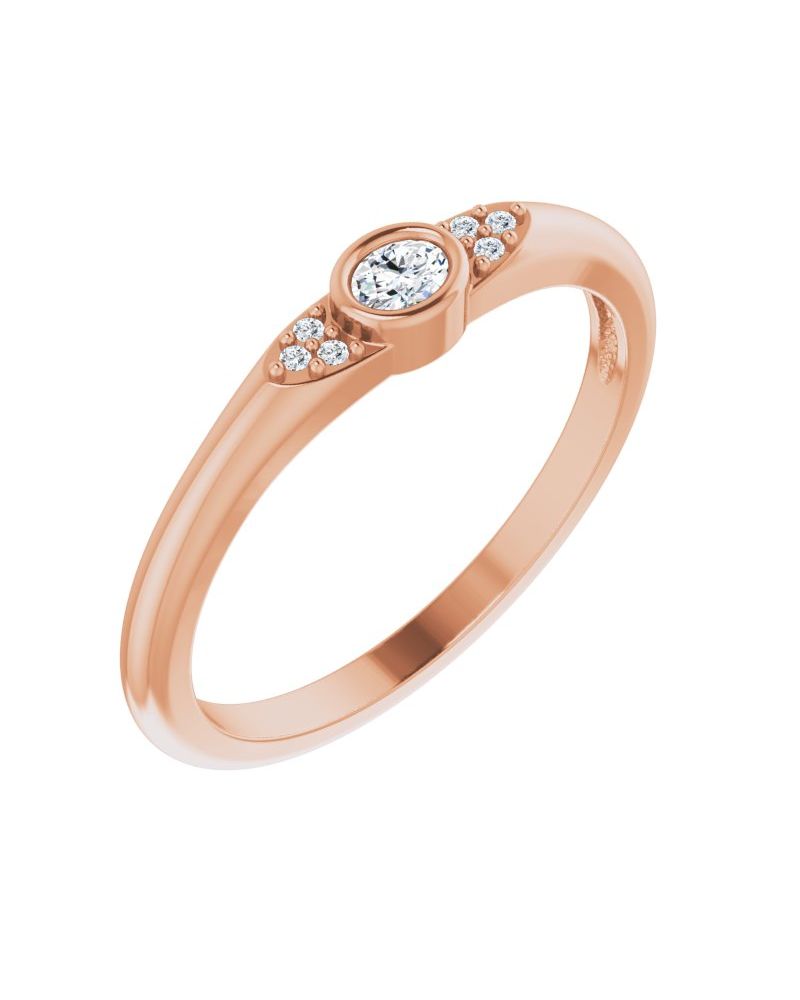 Anel Empilhável com Cravação Bezel em Ouro 14k com Diamantes Naturais