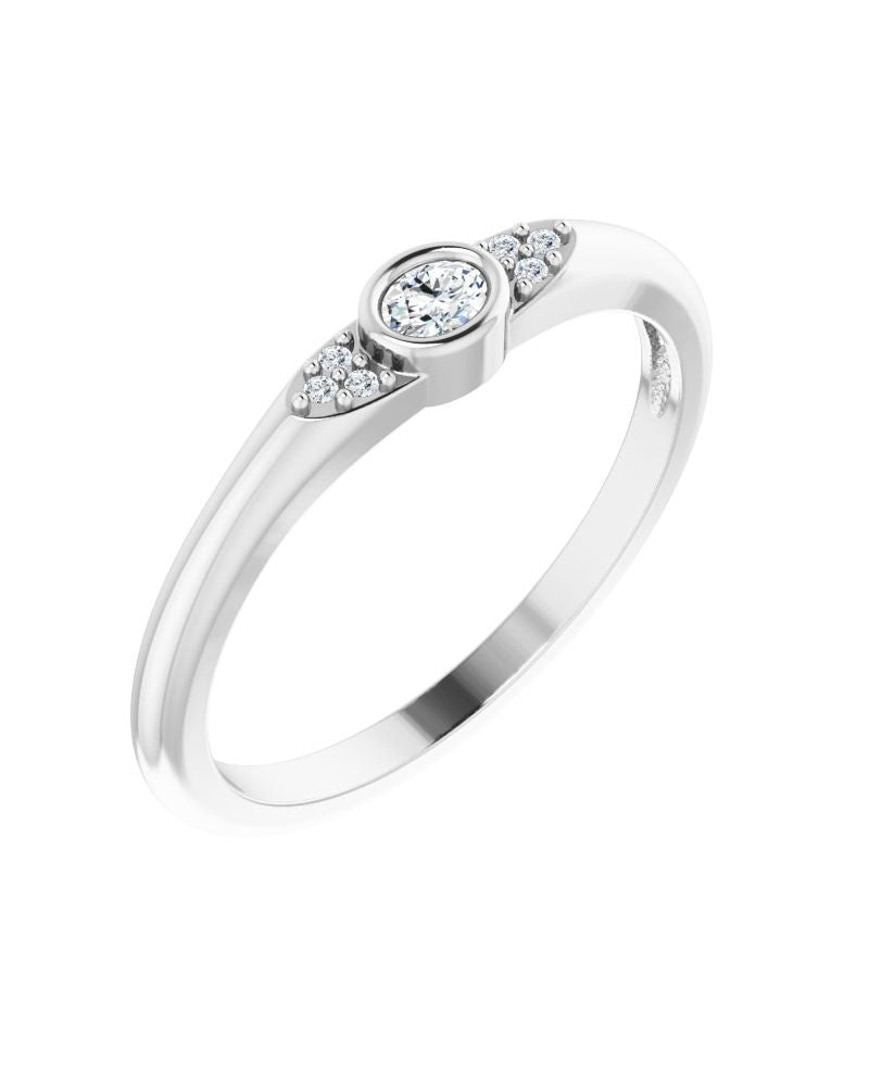 Anel Empilhável com Cravação Bezel em Ouro 14k com Diamantes Naturais