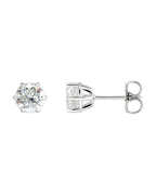 Brinco Ponto de Luz Redondo Seis Garras em Ouro 14k com Diamantes Naturais