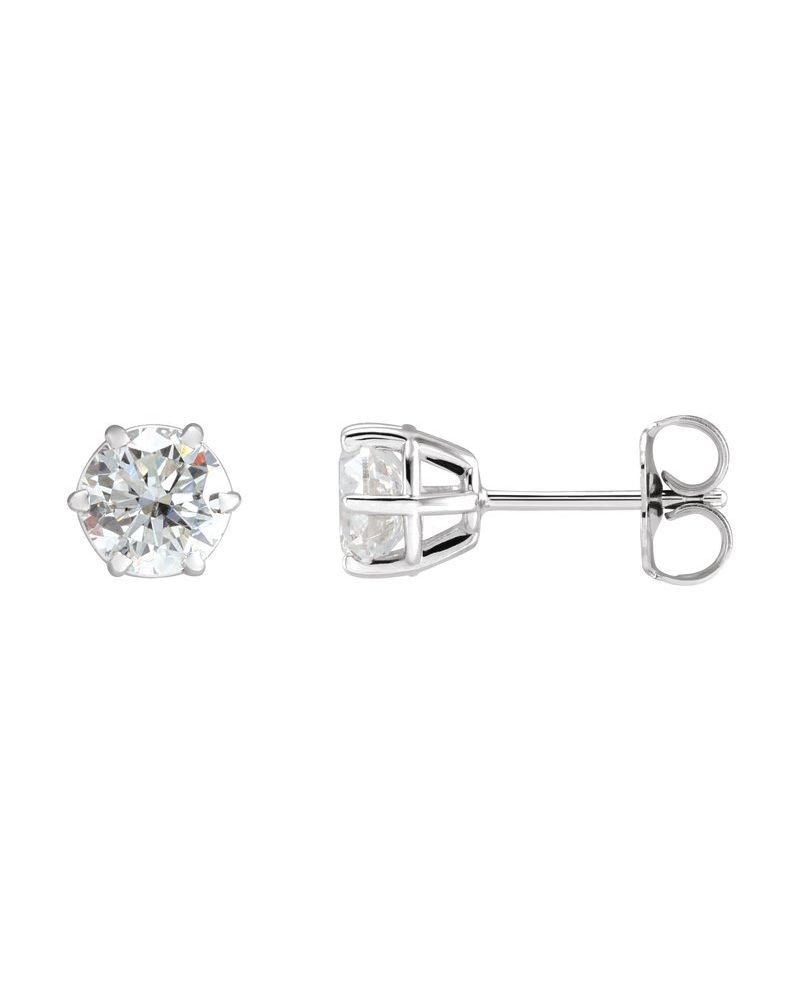 Brinco Ponto de Luz Redondo Seis Garras em Ouro 14k com Diamantes Naturais