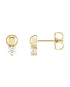 Brinco Bolinha Cravejado em Ouro 14k com Diamantes Naturais