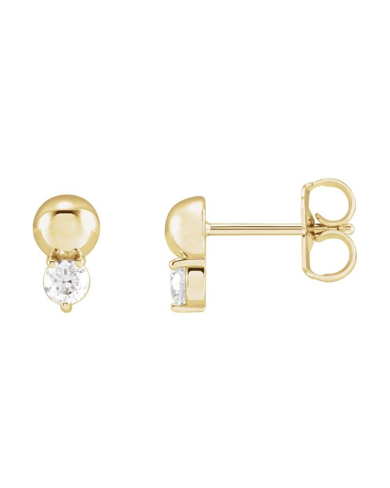 Brinco Bolinha Cravejado em Ouro 14k com Diamantes Naturais