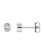 Brinco Ponto de Luz Oval com Cravação Bezel em Ouro 14k com Diamantes de Laboratório