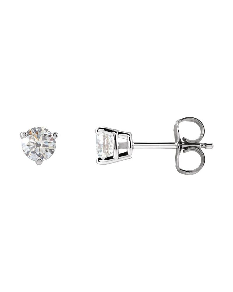Brinco Ponto de Luz Redondo Três Garras em Ouro 14k com Diamantes de Laboratório