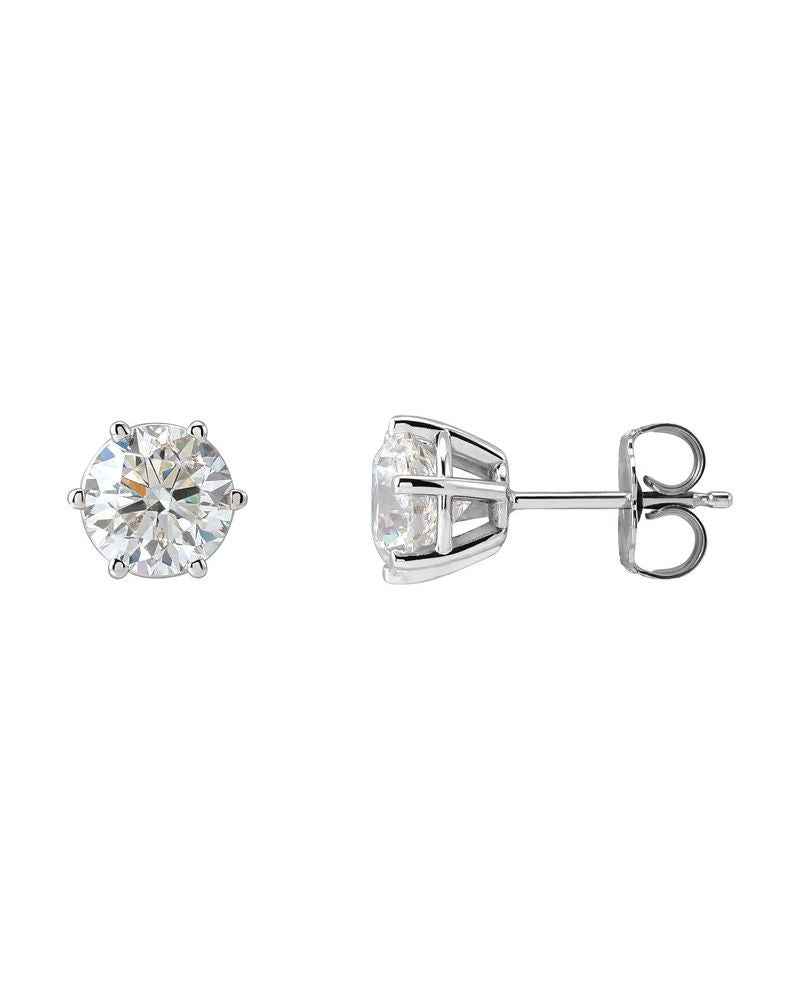 Brinco Ponto de Luz Redondo Seis Garras em Ouro 14k com Diamantes Naturais