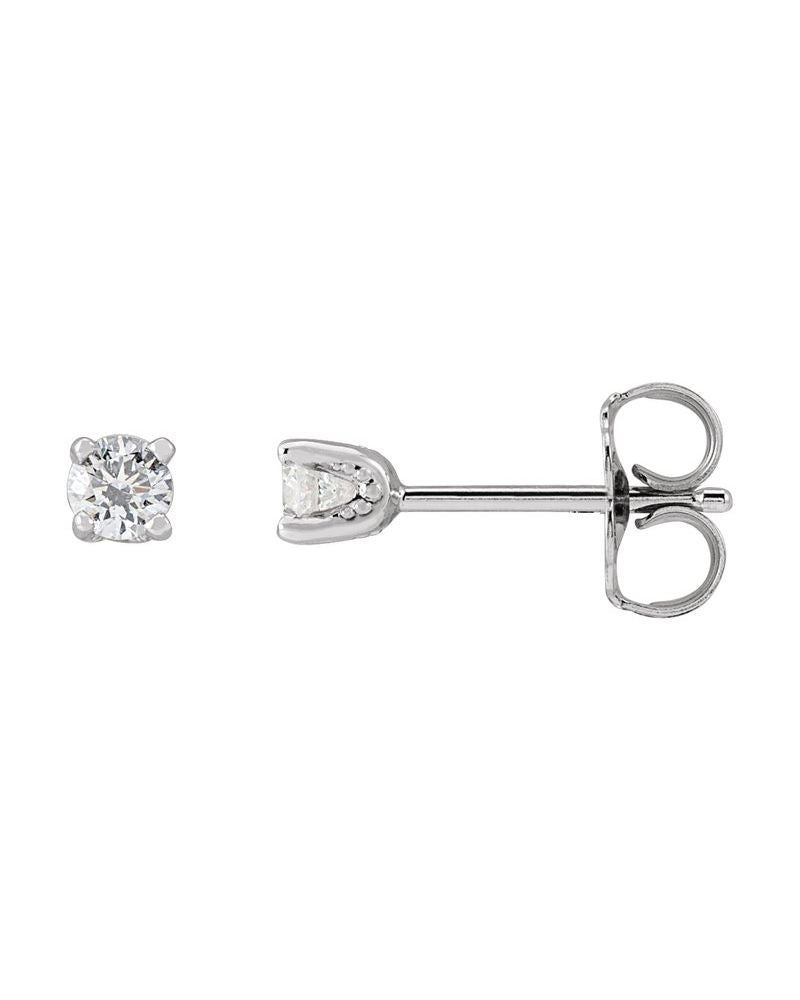 Brinco Ponto de Luz Redondo Quatro Garras em Ouro 14k com Diamantes de Laboratório – Modelo 2