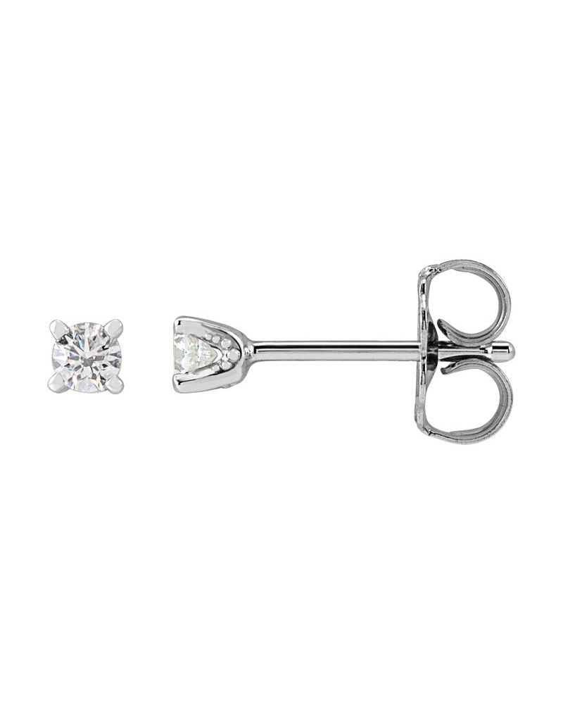 Brinco Ponto de Luz Redondo Quatro Garras em Ouro 14k com Diamantes de Laboratório – Modelo 2