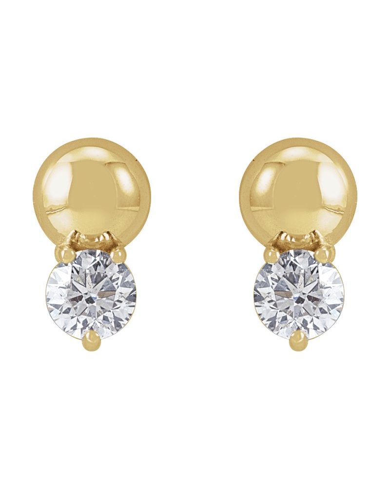 Brinco Bolinha Cravejado em Ouro 14k com Diamantes de Laboratório