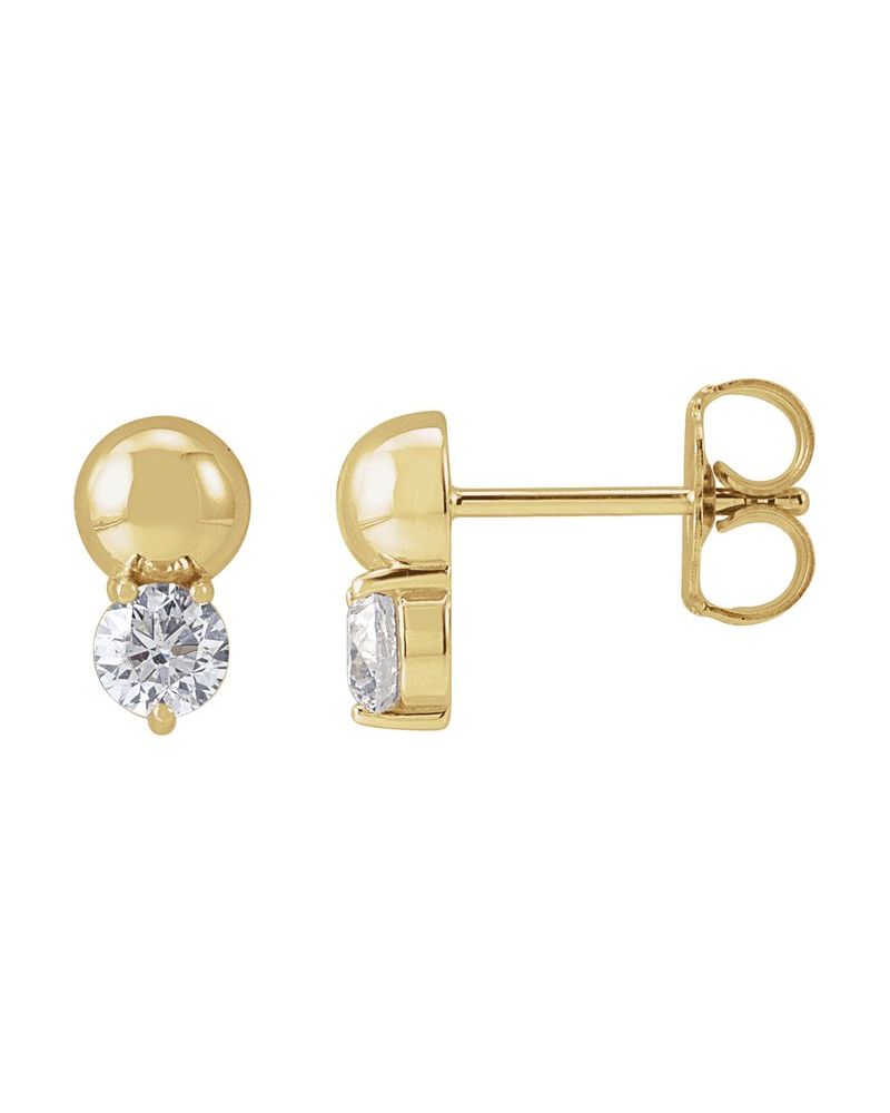 Brinco Bolinha Cravejado em Ouro 14k com Diamantes Naturais