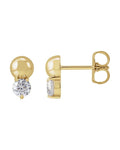 Brinco Bolinha Cravejado em Ouro 14k com Diamantes de Laboratório