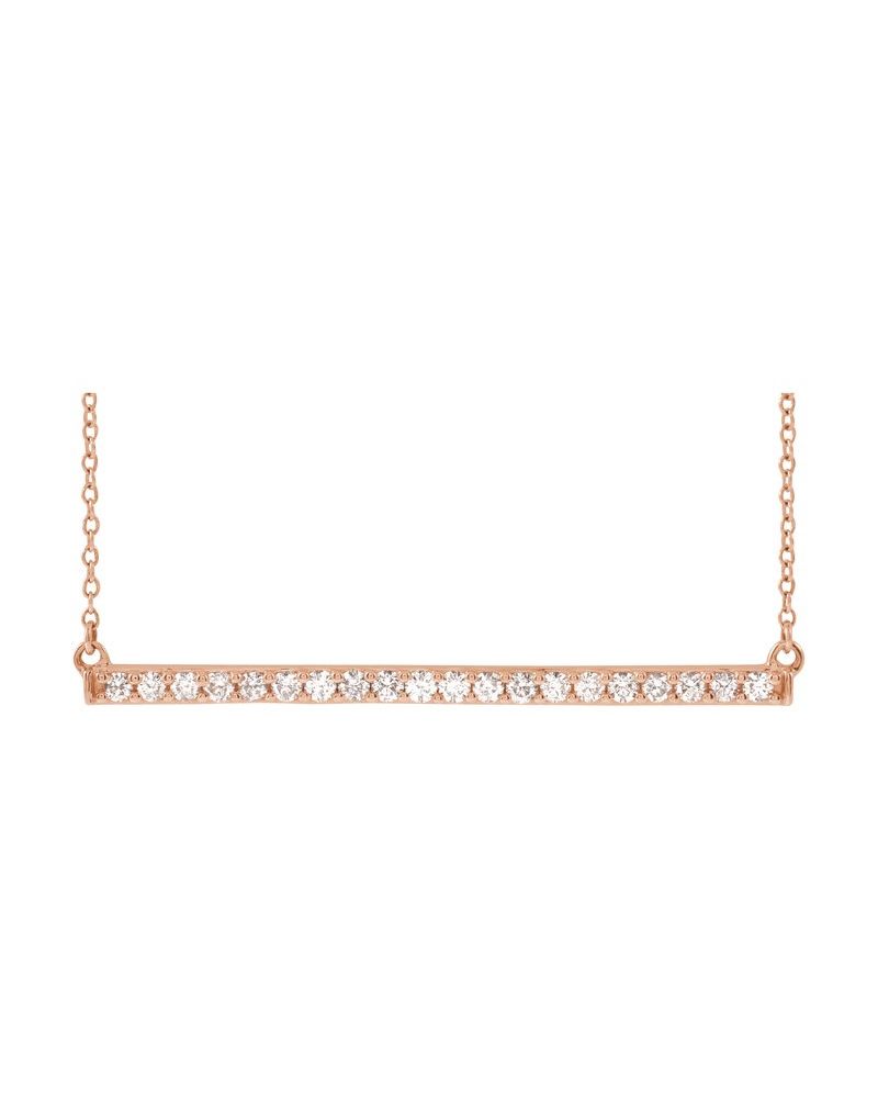 Colar Barra Cravejado em Ouro 14k com Diamantes de Laboratório – Modelo 2