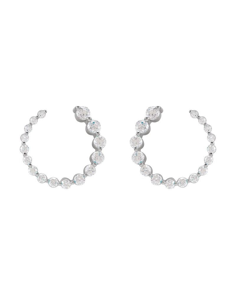 Brinco Frente e Verso em Ouro 14k com Diamantes de Laboratório