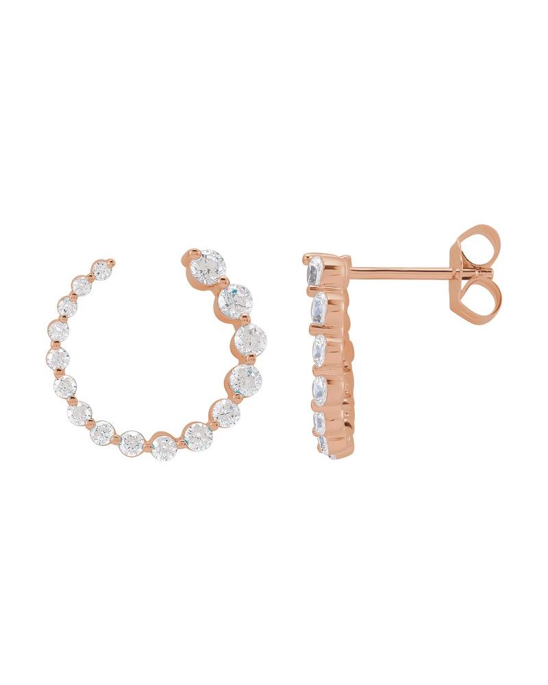Brinco Frente e Verso em Ouro 14k com Diamantes de Laboratório