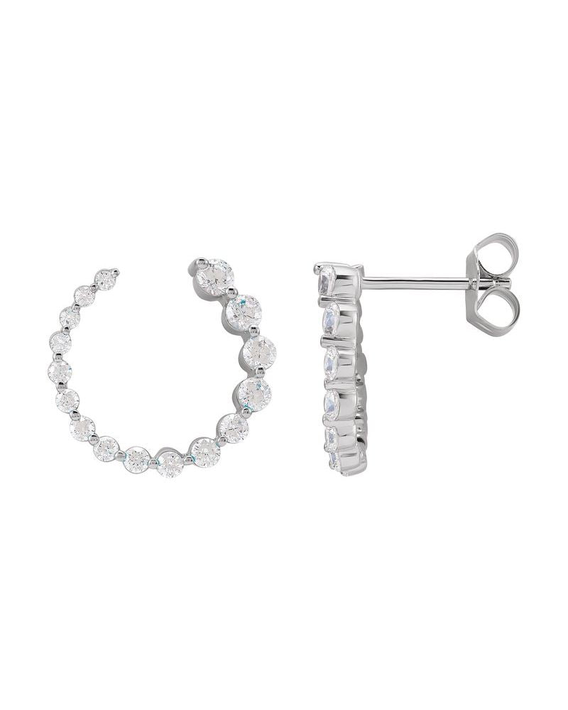 Brinco Frente e Verso em Ouro 14k com Diamantes de Laboratório
