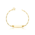 Pulseira de Prata 925 Banhada a Ouro Kids com Placa Retangular Lisa
