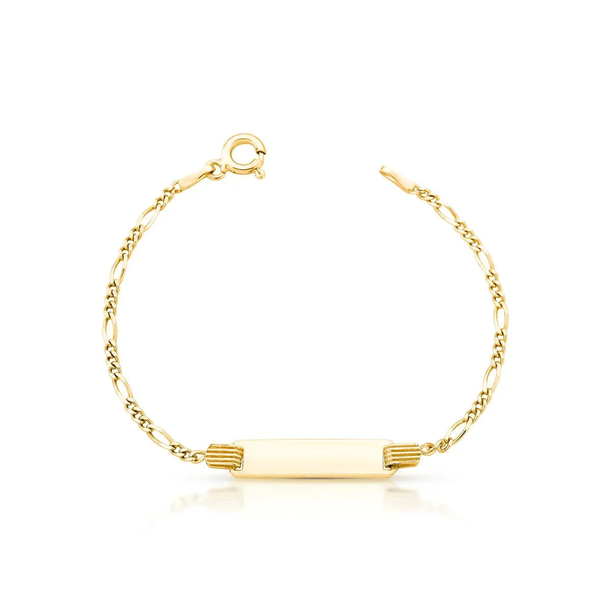 Pulseira de Prata 925 Banhada a Ouro Kids com Placa Retangular Lisa