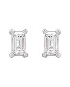 Brinco Ponto de Luz Baguete Quatro Garras em Ouro 14k com Diamantes de Laboratório