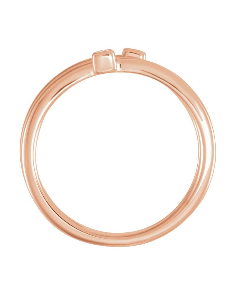 Anel Duplo Barra em Ouro 14k com Diamantes Naturais – Modelo 2