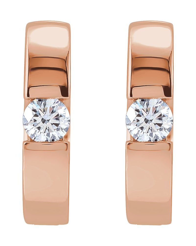 Brinco Huggie Cravejado em Ouro 14k com Diamantes de Laboratório – Modelo 2