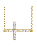 Colar Cruz Horizontal em Ouro 14k com Diamantes de Laboratório – Modelo 3