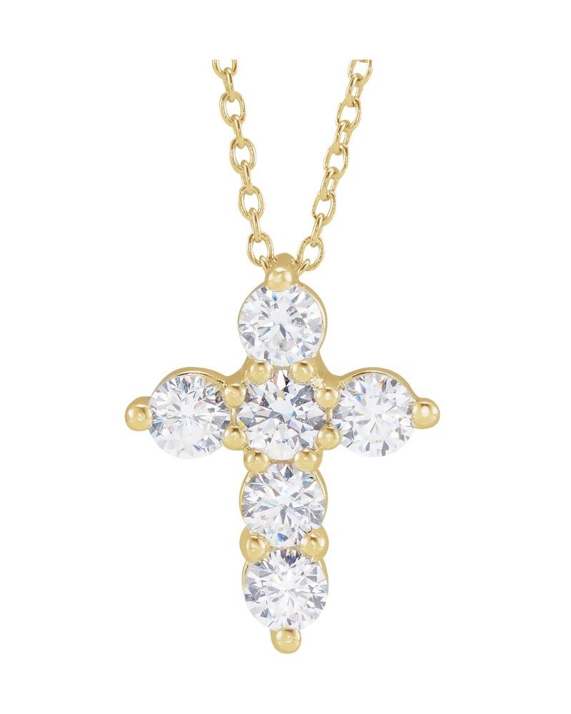 Colar Cruz em Ouro 14k com Diamantes de Laboratório – Modelo 2