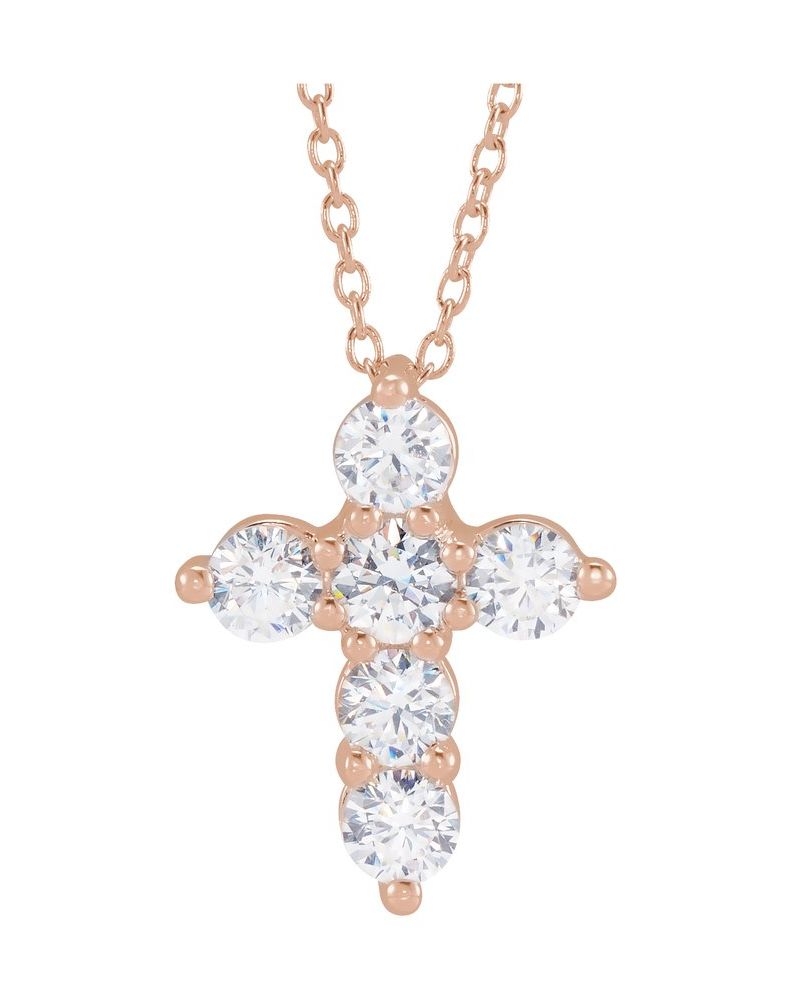 Colar Cruz em Ouro 14k com Diamantes de Laboratório – Modelo 2