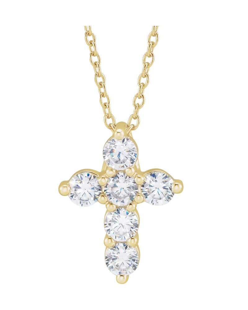 Colar Cruz em Ouro 14k com Diamantes de Laboratório – Modelo 2