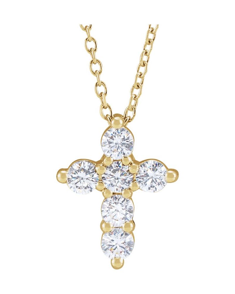 Colar Cruz em Ouro 14k com Diamantes de Laboratório – Modelo 2