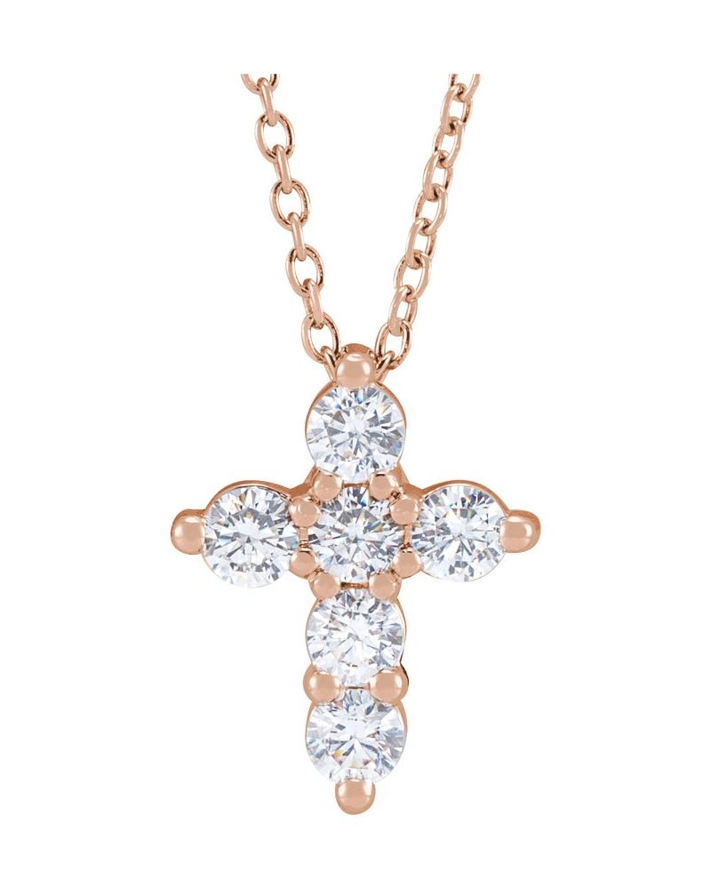 Colar Cruz em Ouro 14k com Diamantes de Laboratório – Modelo 2