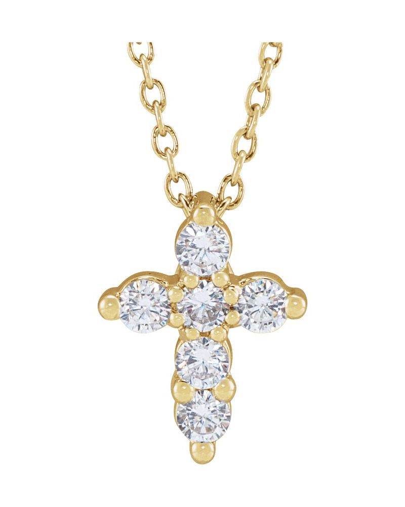 Colar Cruz em Ouro 14k com Diamantes de Laboratório – Modelo 2