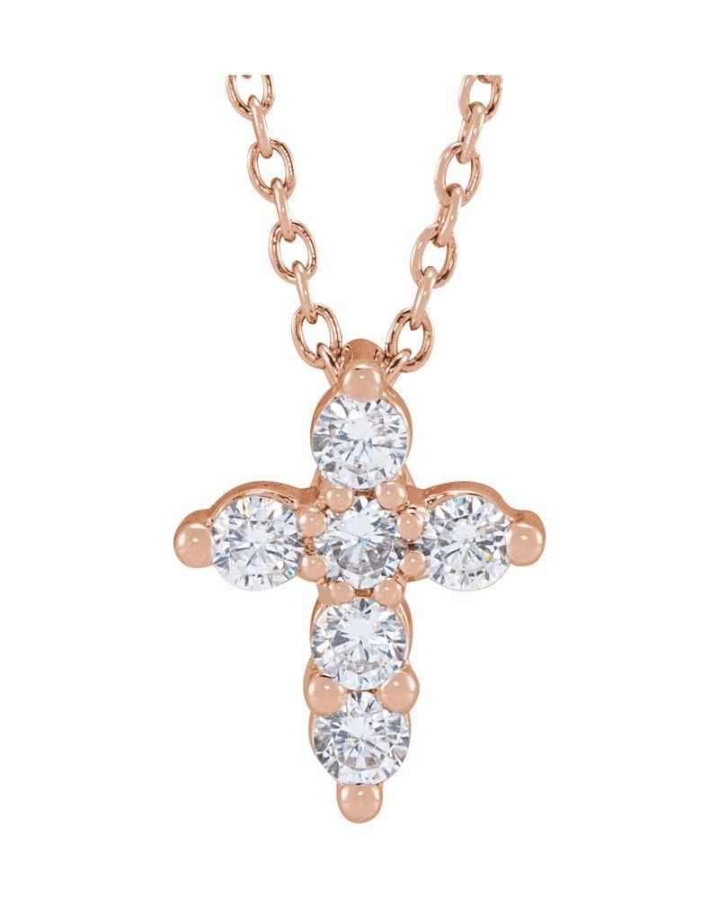 Colar Cruz em Ouro 14k com Diamantes de Laboratório – Modelo 2