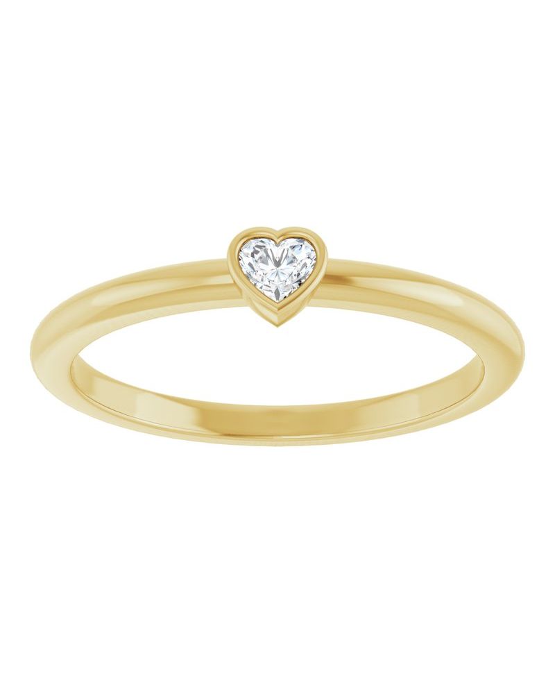 Anel Coração Empilhável em Ouro 14k com Diamantes Naturais