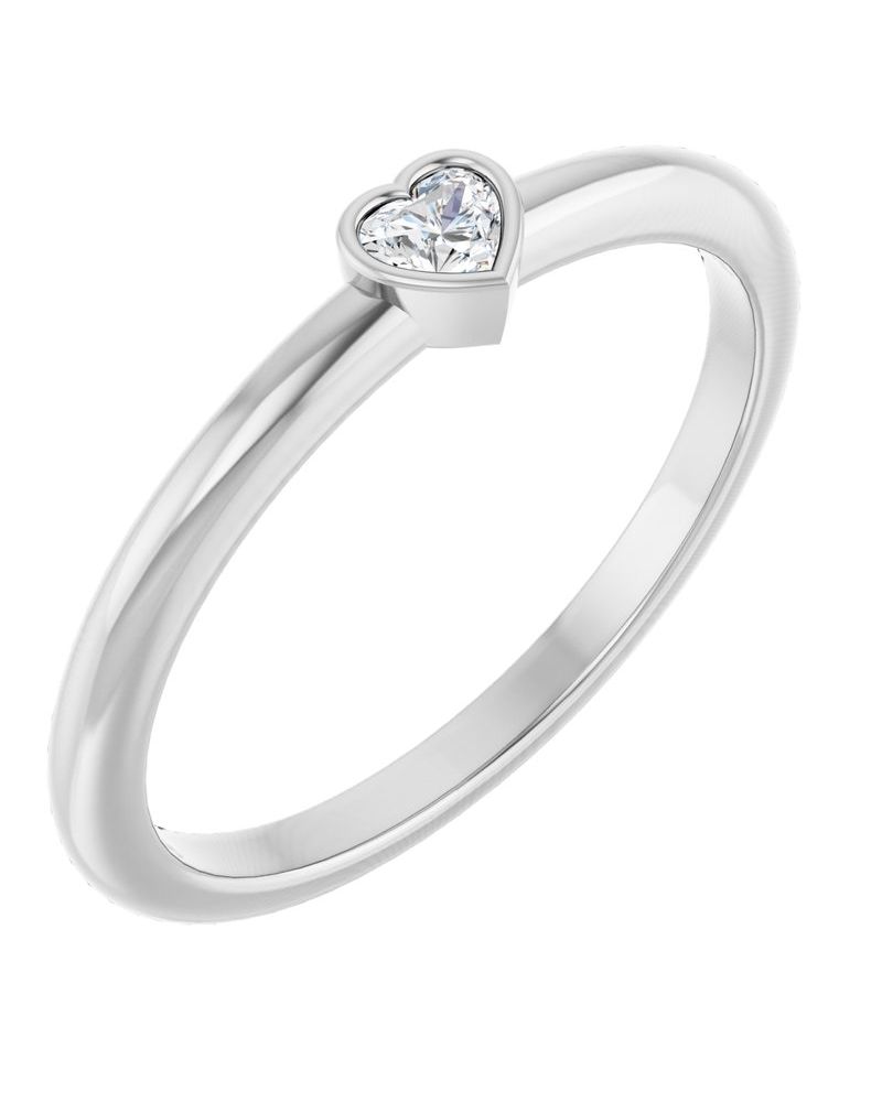 Anel Coração Empilhável em Ouro 14k com Diamantes Naturais