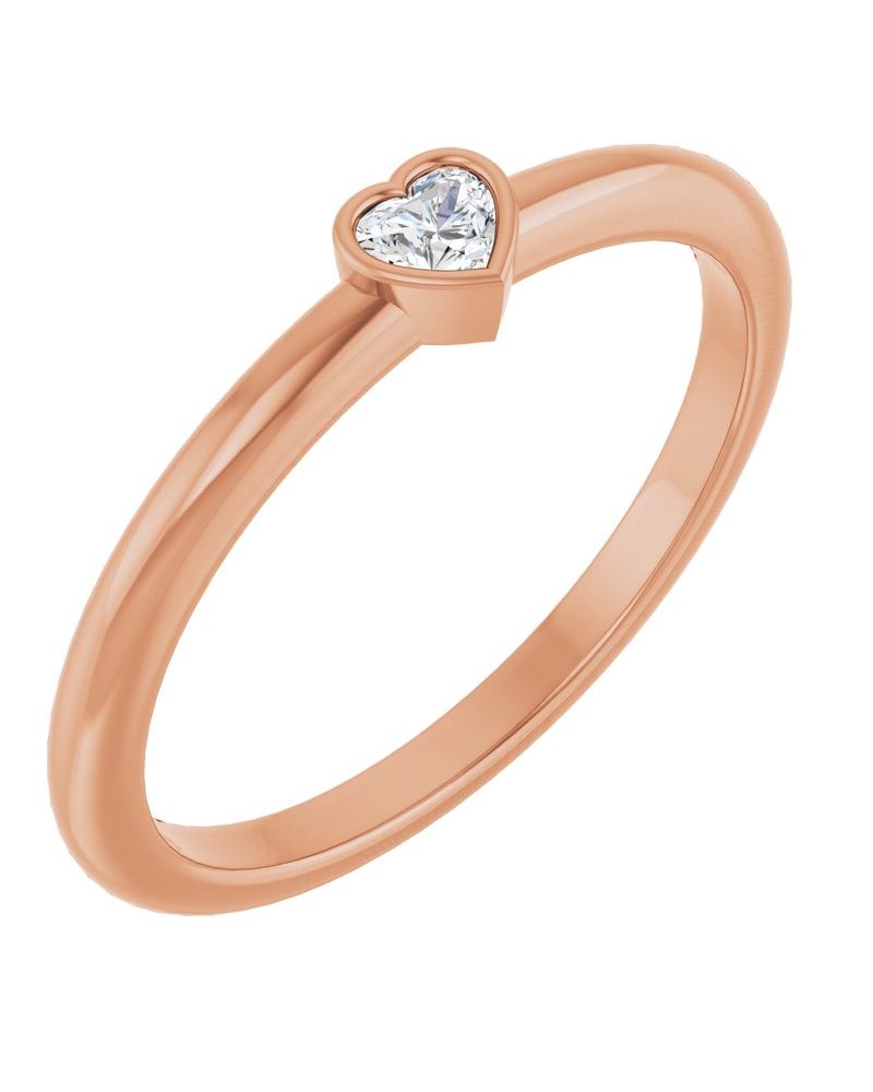 Anel Coração Empilhável em Ouro 14k com Diamantes Naturais
