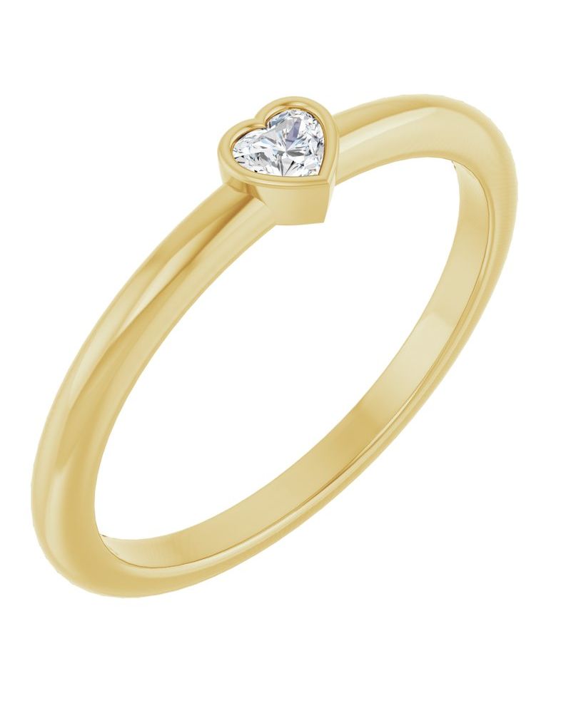 Anel Coração Empilhável em Ouro 14k com Diamantes Naturais