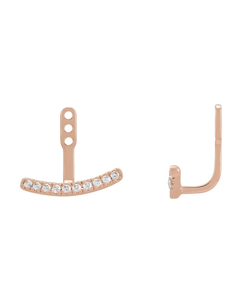 Jaqueta para Brinco Barra Curva em Ouro 14k com Diamantes de Laboratório