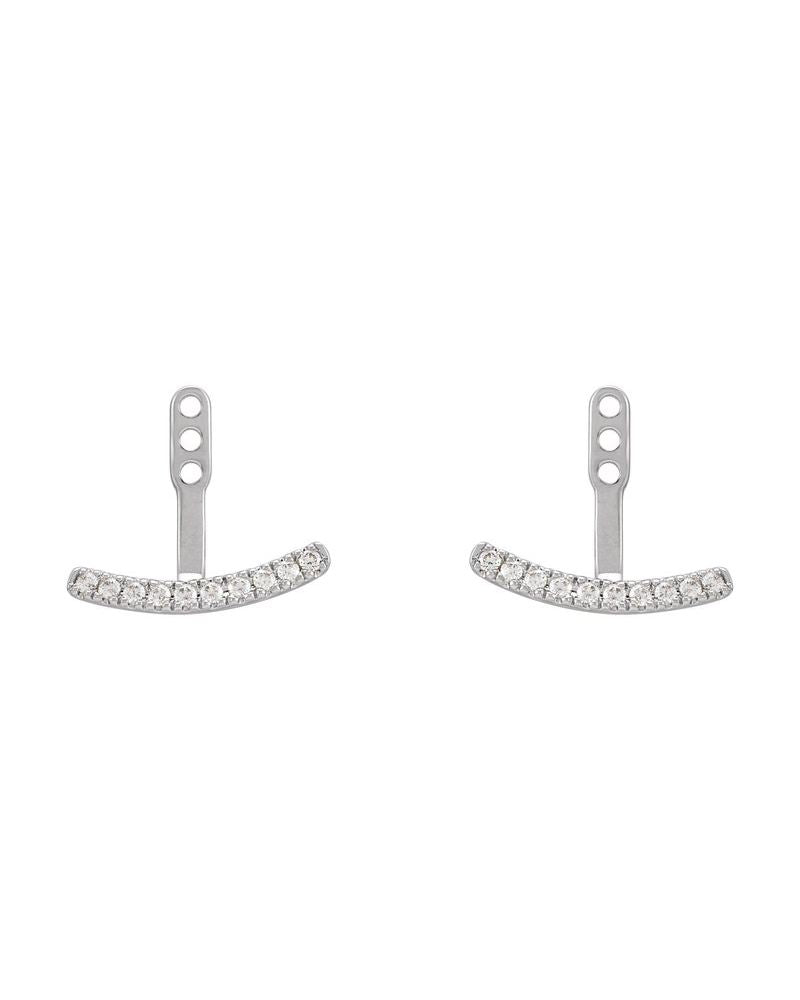 Jaqueta para Brinco Barra Curva em Ouro 14k com Diamantes de Laboratório