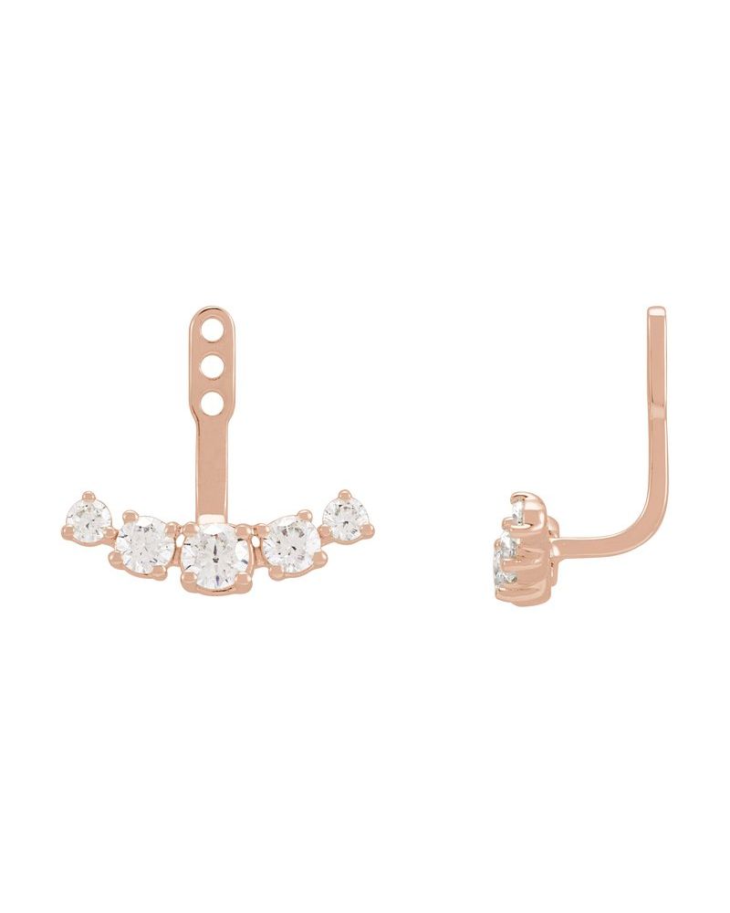 Jaqueta para Brinco Barra em Ouro 14k com Diamantes de Laboratório