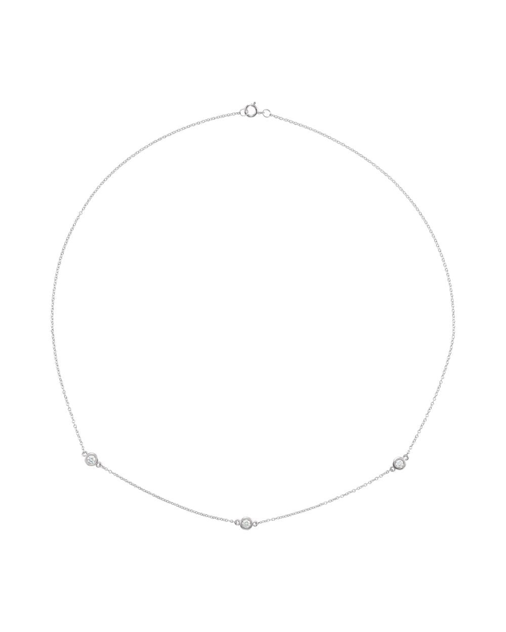 Colar Três Pontos de Luz em Ouro 14k com Diamantes de Laboratório