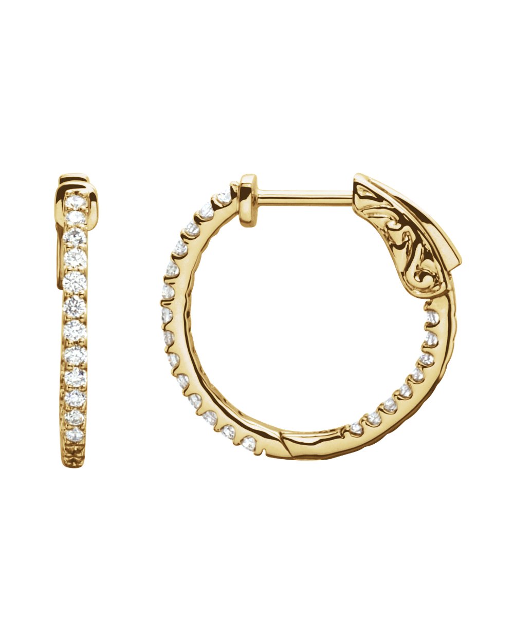 Brinco de Aro em Ouro 14k com Diamantes de Laboratório – Cravação Interna e Externa