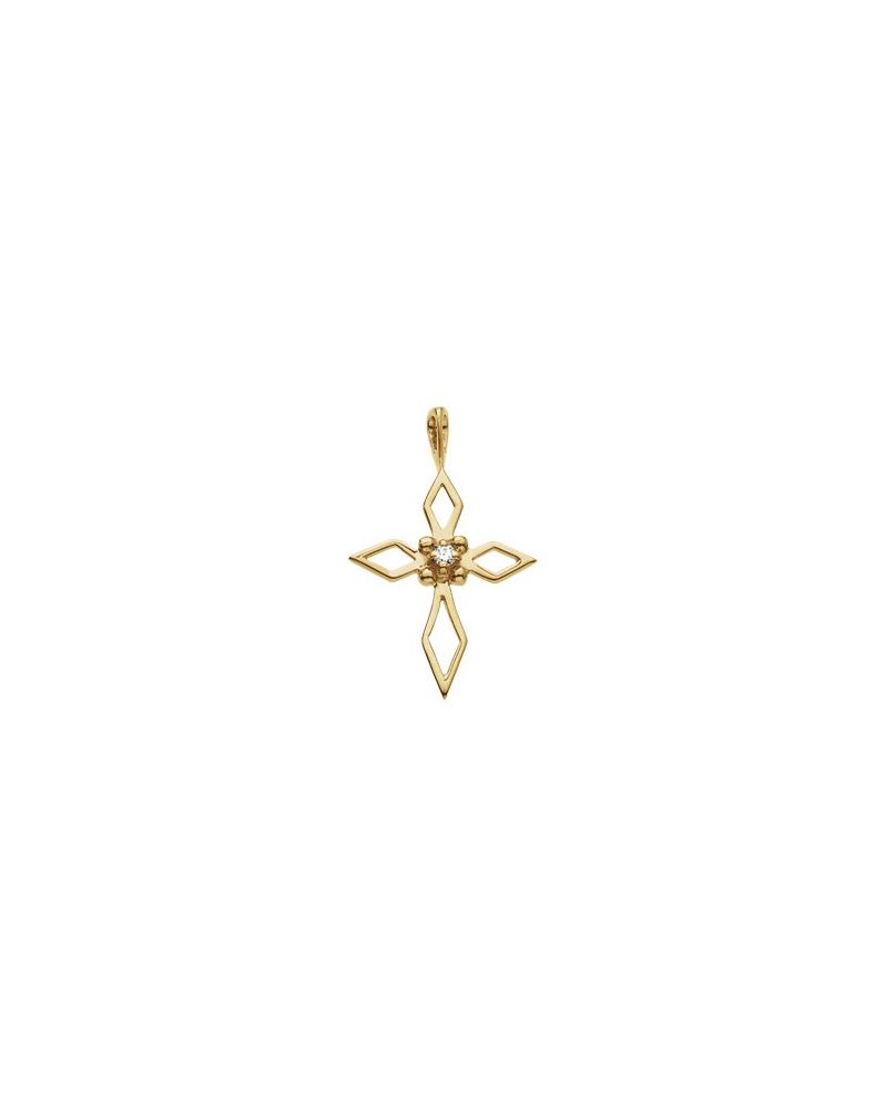 Pingente Cruz em Ouro 14k com Diamantes Naturais – Modelo 34