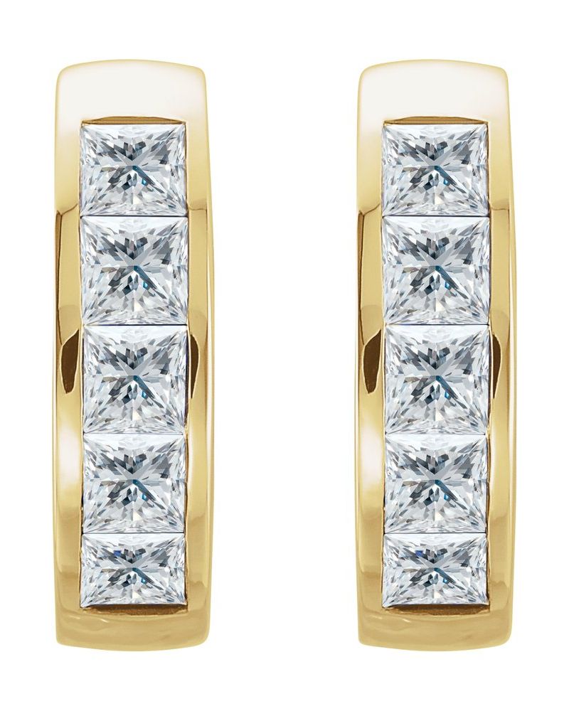 Brinco de Aro com Cravação Trilho em Ouro 14k com Diamantes Naturais