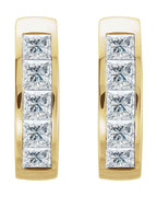 Brinco de Aro com Cravação Trilho em Ouro 14k com Diamantes Naturais