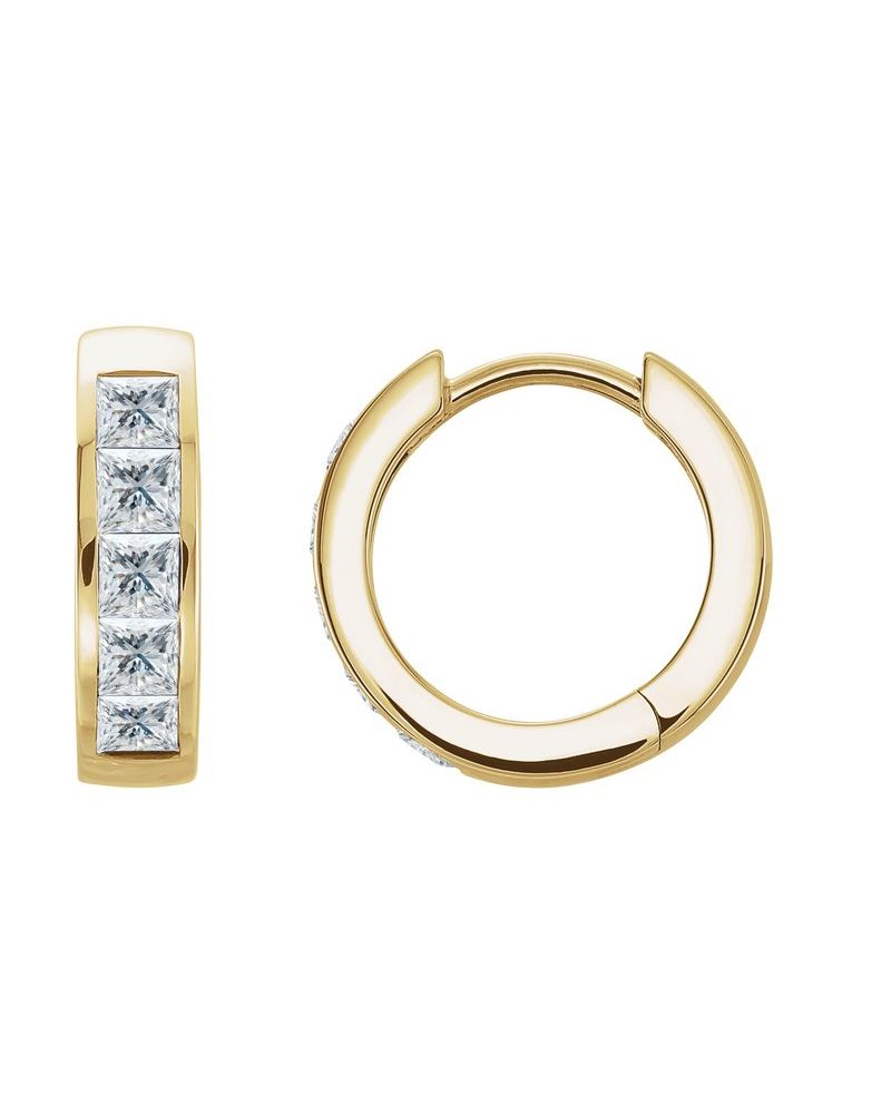 Brinco de Aro com Cravação Trilho em Ouro 14k com Diamantes Naturais