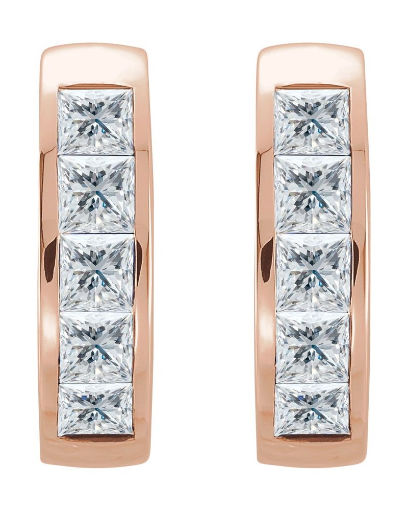 Brinco de Aro com Cravação Trilho em Ouro 14k com Diamantes Naturais