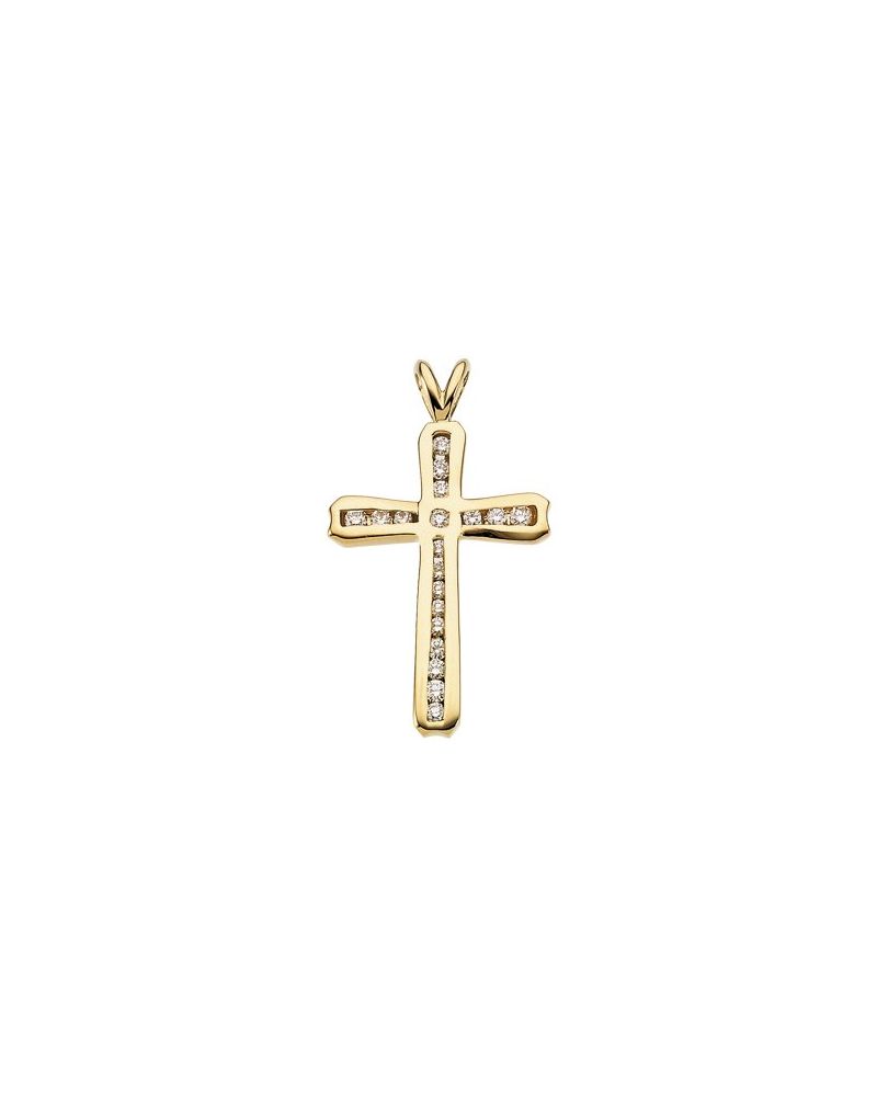 Pingente Cruz em Ouro 14k com Diamantes Naturais – Modelo 30