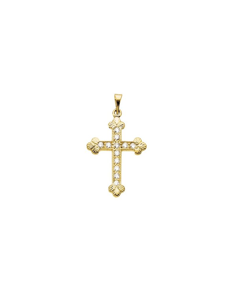 Pingente Cruz Cravejado em Ouro 14k com Diamantes Naturais – Modelo 36
