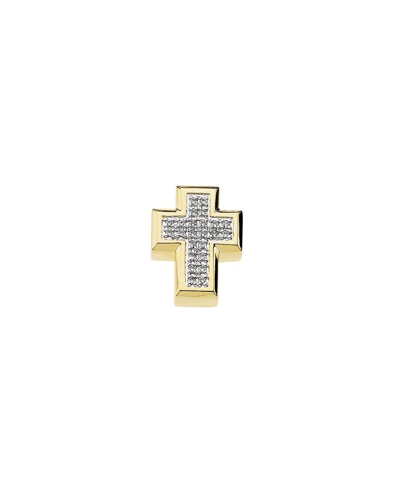 Pingente Cruz Cravejado em Ouro 14k com Diamantes Naturais – Modelo 23